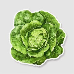 sticker with illustrated green lettuce salad on it