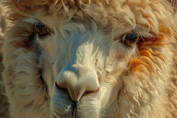 Naklejka premium Alpaca domestic farm closeup. Farm animal. Generate Ai