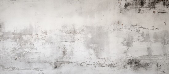 A close up image of a white wall featuring black spots resembling a natural landscape, with grey...
