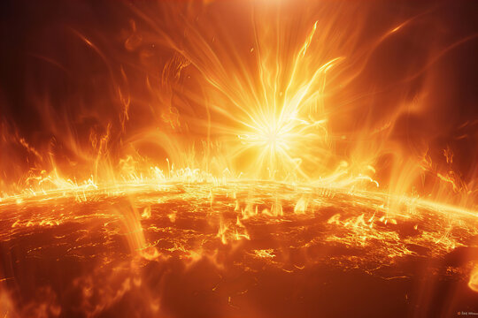 Fiery Solar Flare Engulfing Earth in a Cosmic Spectacle Banner
