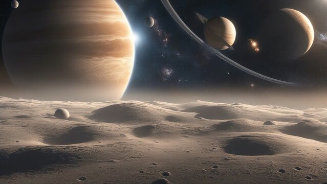 moon and clouds _A celestial view of planets and galaxy in deep space. The image shows a calm and serene view  