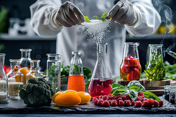 Exploring Culinary Science with Colorful Ingredients and Erlenmeyer Flasks Image Banner