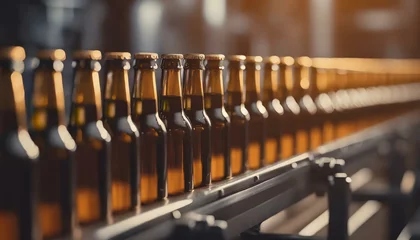 Plexiglas foto achterwand  row glass beer drink alcohol bottles © Marko
