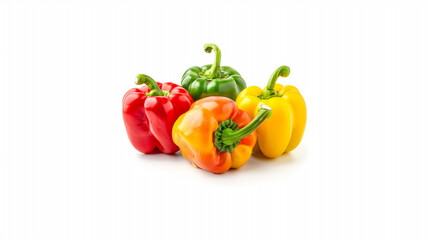 Vibrant bell peppers grouped together on white background
