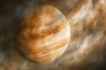 Majestic Jupiter: Swirling Clouds and Storms Explored Through Artistic Banner Representation - obrazy, fototapety, plakaty