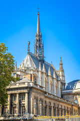 Sainte-Chapelle church on sunny day of summer in Paris, France