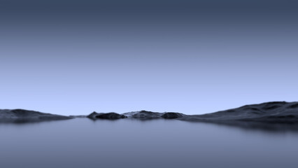 Mountainous, rocky islands on the horizon of water and sky. Rocky islands,landscape,3D render