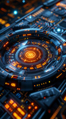 Obraz premium A holographic interface featuring futuristic data visualization elements