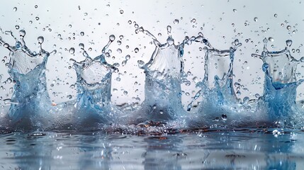 Water splashes on a white background