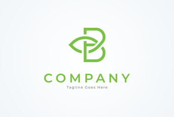 Letter B Leaf Logo, letter B with leaf combination, Flat Vector Logo Design, vector illustration © Jerry