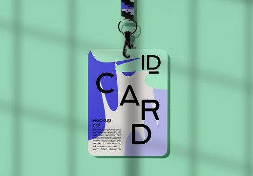 Hanging Three ID Cards Mockup