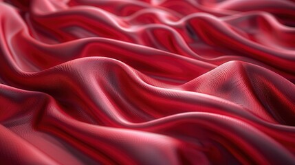 Fototapeta premium Red Silk Satin Soft Folds Fabric, Background HD, Illustrations