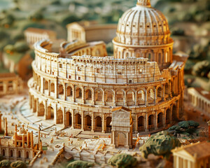 Illustrate the grandeur and architectural marvels of the Roman Empire 3D style - obrazy, fototapety, plakaty