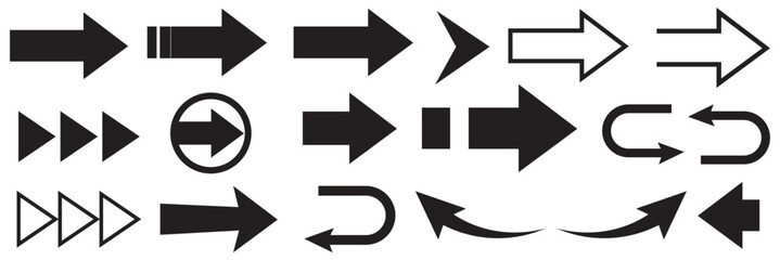 Arrows set of  black icons. Arrow icon. Arrow vector collection. Arrow. Cursor. Modern simple arrows. Vector file illustration. eps 10