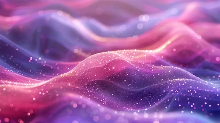 Tuinposter This image displays enchanting waves of pink and purple, dotted with sparkles that enhance the ethereal and dreamy atmosphere © Oksana
