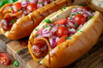 American hot dogs. Eat beef lunch. Generate Ai