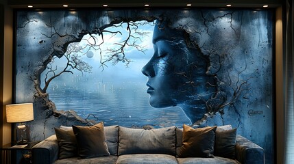 Surreal Enigmatic Picture On Canvas, Background HD, Illustrations