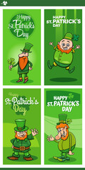 Saint Patrick Day designs set with cartoon Leprechauns