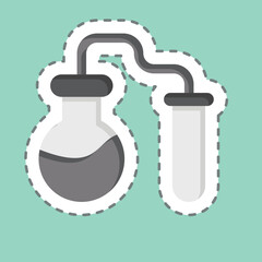 Sticker line cut Chemical Experiments. related to Biochemistry symbol. simple design editable. simple illustration