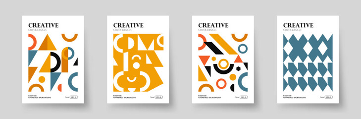 Trendy covers design. Minimal geometric shapes compositions