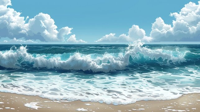 Illustration of Tranquil Sea Shore Wallpaper