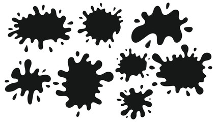 Set of icons cartoon paint splatters and ink splashes.