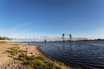 View on Severodvinsk Bridge is a road, railway and pedestrian bridge in the city of Arkhangelsk...