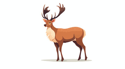 A brown deer on white background flat vector isolate