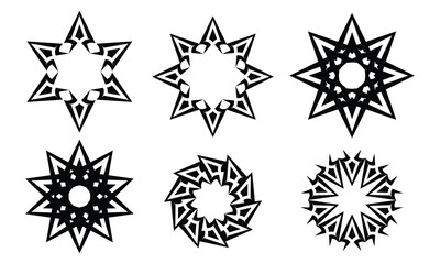 abstract collection of line art geometric star shapes
