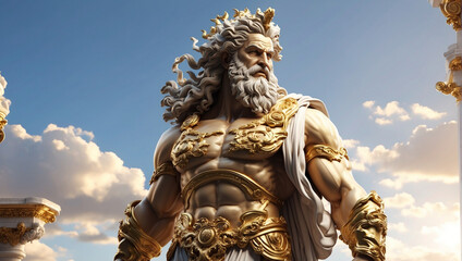 Fototapeta na wymiar Zeus Greek statue sitting on throne