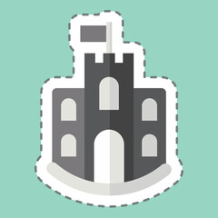 Sticker line cut castle. related to Sticker line cut Building symbol. simple design editable. simple illustration