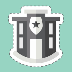 Sticker line cut Police Station. related to Sticker line cut Building symbol. simple design editable. simple illustration