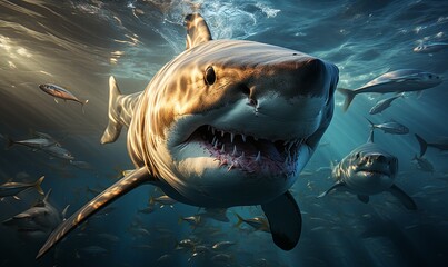 Shark With Open Mouth in Water