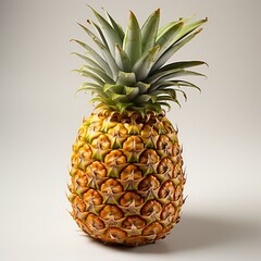 A pineapple is sitting on a white background