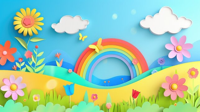 Rainbow and Flowers