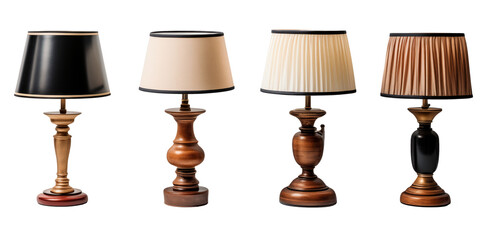 artículos de decoración y mobiliario para el hogar.
Conjunto de diferentes lámpara de mesa vintage de diseño aislado sobre fondo transparente.v - 757371271