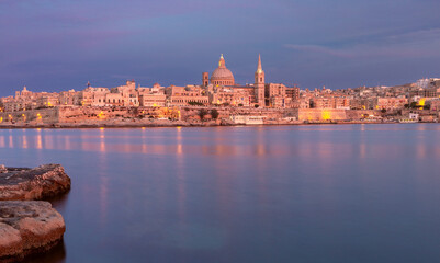 St John's Cathedral on the Valletta waterfront at sunset. - 757372075