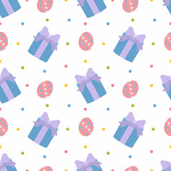 Seamless patterns for Easter. Sketches
 eggs with gifts on a light background.