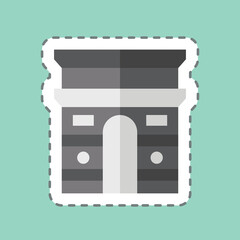 Sticker line cut ARC De Triomphe. related to France symbol. simple design editable. simple illustration
