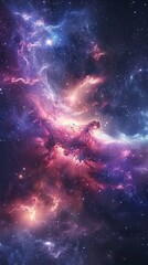 Fototapeta premium This vibrant space image captures the beautiful complexity of a cosmic nebula, full of stars and colors