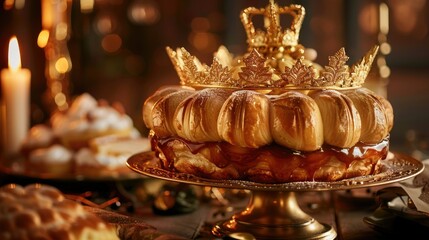 Fototapeta na wymiar he Magnificent Golden Crown Pastry