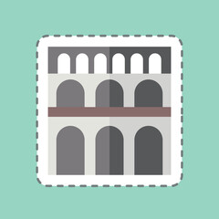 Sticker line cut Pont Du Gard. related to France symbol. simple design editable. simple illustration
