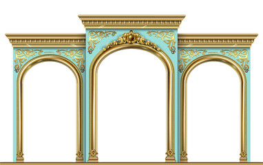 Golden Triumphal arch portal Baroque blue gold arcade
