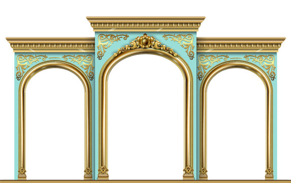 Golden Triumphal arch portal Baroque blue gold arcade