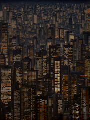 Obraz premium Bright skyscrapers illuminate the modern city skyline at night