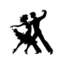 Black silhouette of a couple of dancers isolated on transparent background – Vector illustration