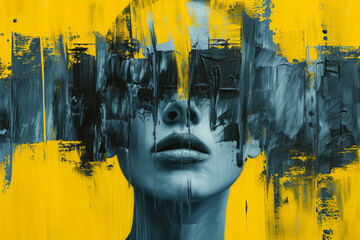 Abstract Yellow Elegance Brush Portrait  - obrazy, fototapety, plakaty