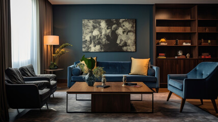 Luxury contemporary living room interior.	