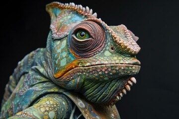 Obraz premium Anthropomorphic chameleon suit. Reptilia animal. Generate Ai