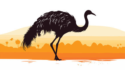 Naklejka premium silhouett of ostrich white background